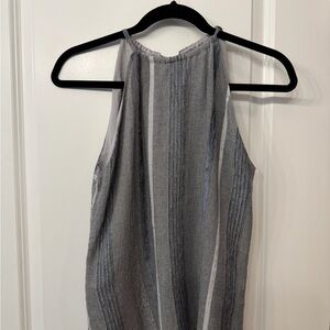 DREW Gray Halter Top with Stripes in Various Shades and Textures